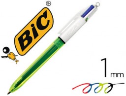 Bolígrafo Bic 4 colores 3 tintas +  flúor
